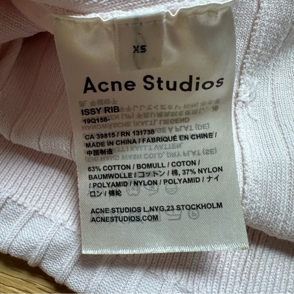 ACNE STUDIOS ISSY RIB PALE PINK TOP - XS - Picture 9 of 13